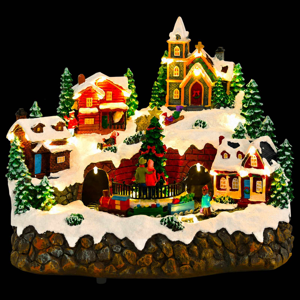 vidaXL Christmas Village Scene with Train SALO 25.5 x 20 x 23 cm Resin 4