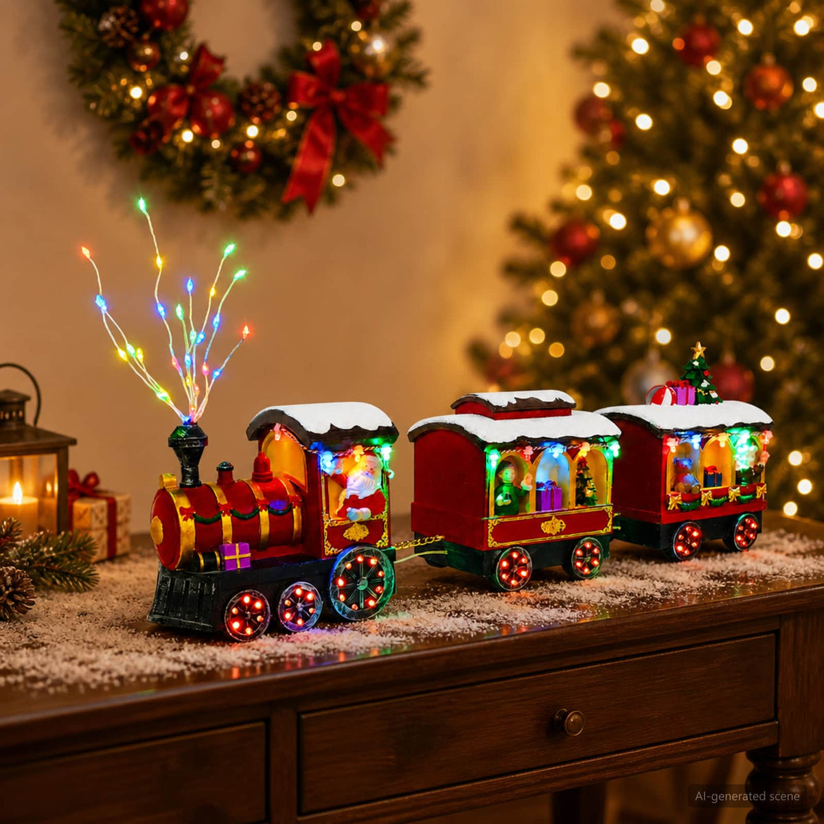 vidaXL Christmas Train SALO 51 x 9.5 x 24.5 cm Resin Multicolour 1