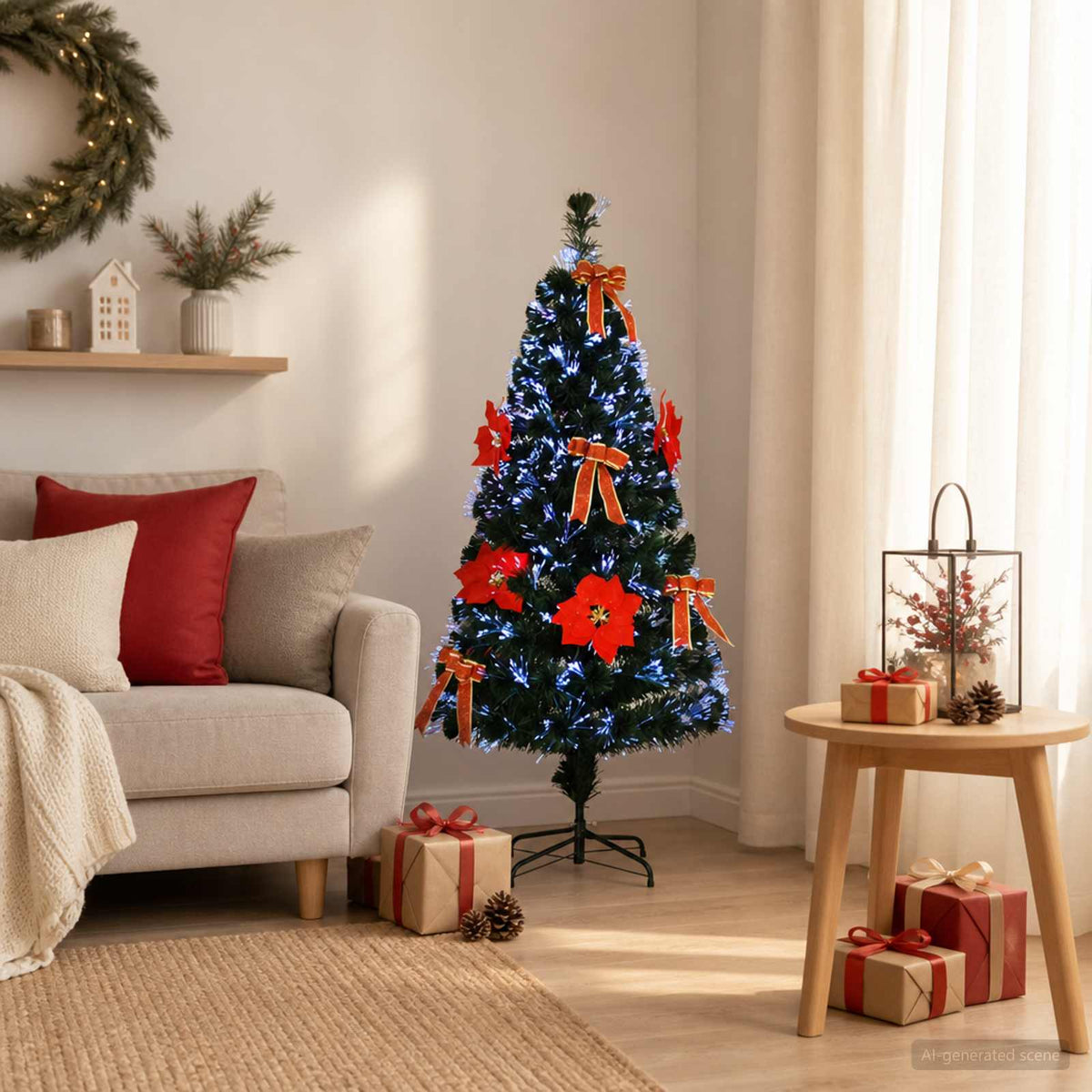 vidaXL Fiber Optic Christmas Tree 150 cm 24 LEDs Multicolour PVC 3