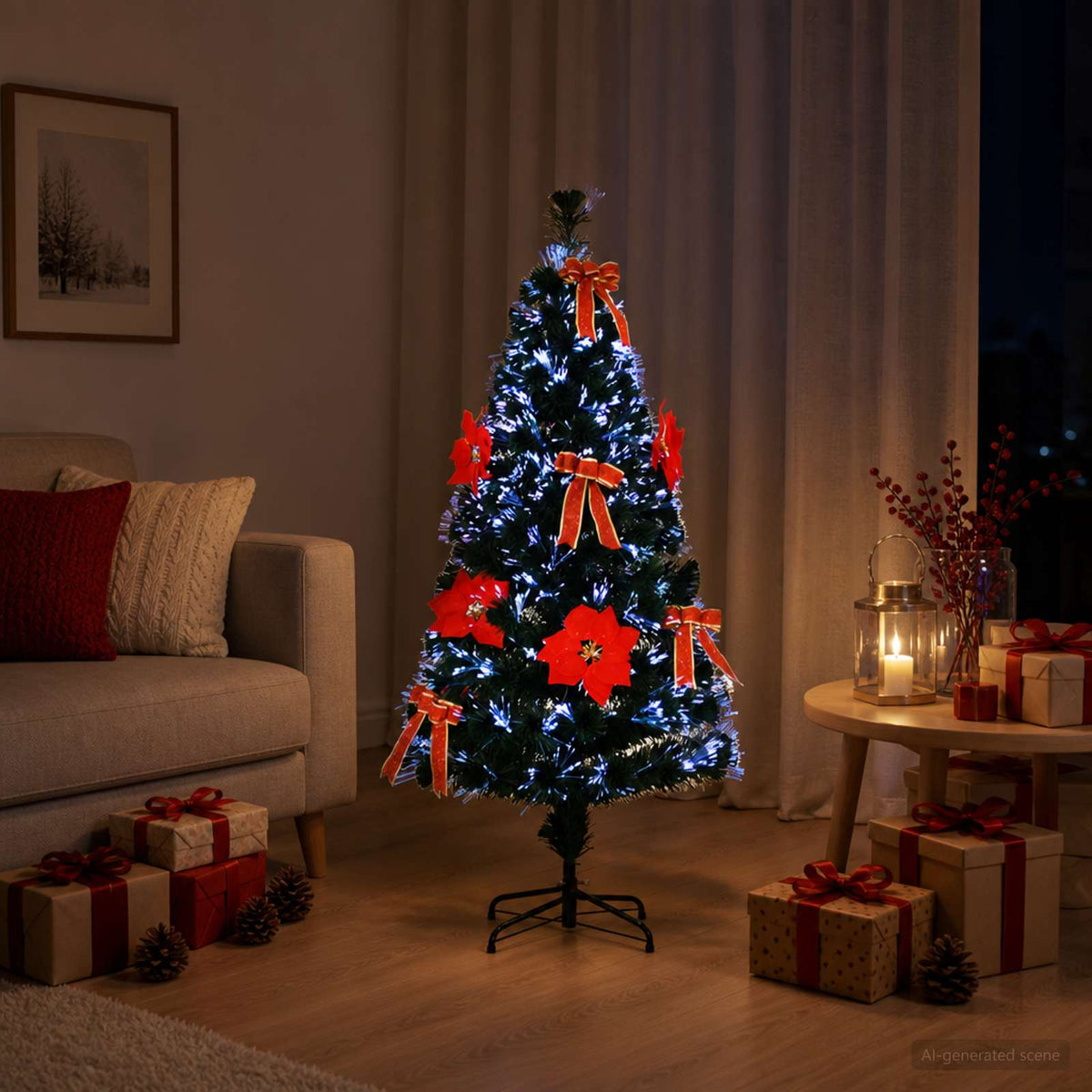vidaXL Fiber Optic Christmas Tree 150 cm 24 LEDs Multicolour PVC 1