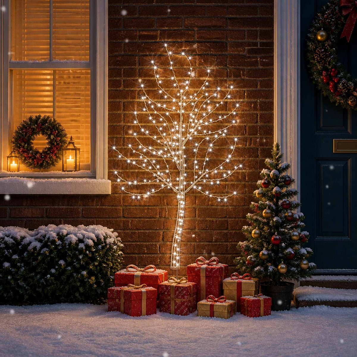 LED Wall Christmas Tree 140 LEDs Steel Black 150 cm Cold white