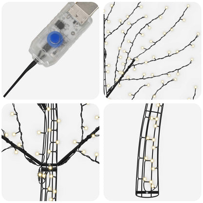 LED Wall Christmas Tree 140 LEDs Steel Black 180 cm Warm white