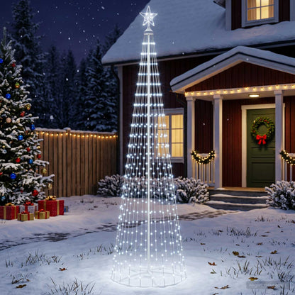 LED Cone Christmas Tree 250 LEDs Steel 250 cm White Cold white