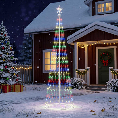 LED Cone Christmas Tree 250 LEDs Steel 250 cm White Multicolour