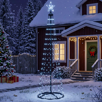 LED Cone Christmas Tree 250 LEDs Steel 180 cm Black Cold white
