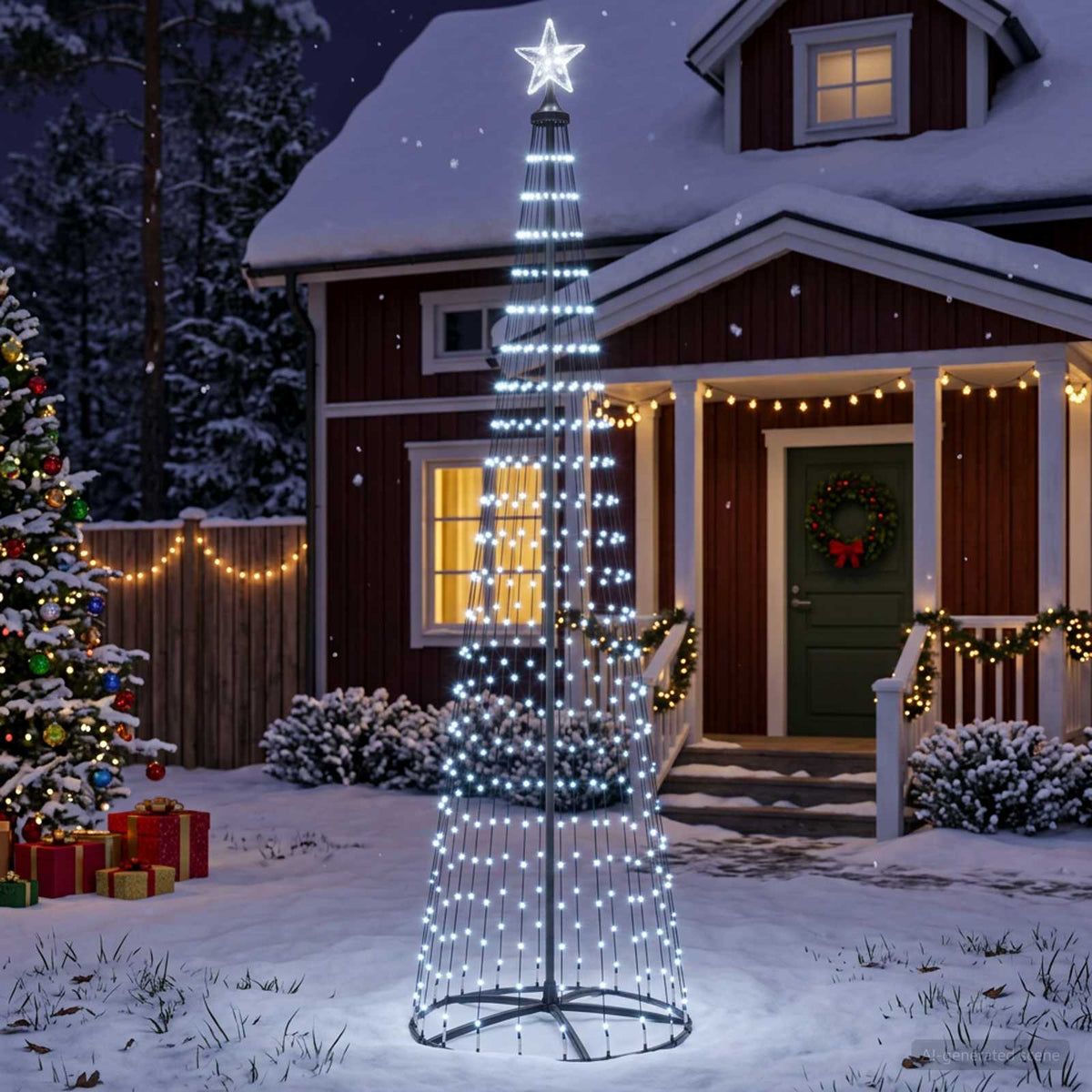 LED Cone Christmas Tree 250 LEDs Steel 250 cm Black Cold white