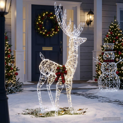 3D Christmas Reindeer LOVIISA 250 LEDs Warm White Height 180 cm 96 cm 40 cm Transparent string