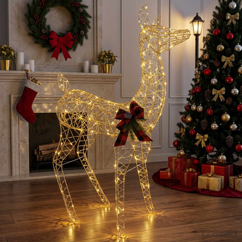 vidaXL 3D Christmas Reindeer LOVIISA 200 LEDs Warm White Width 96 cm