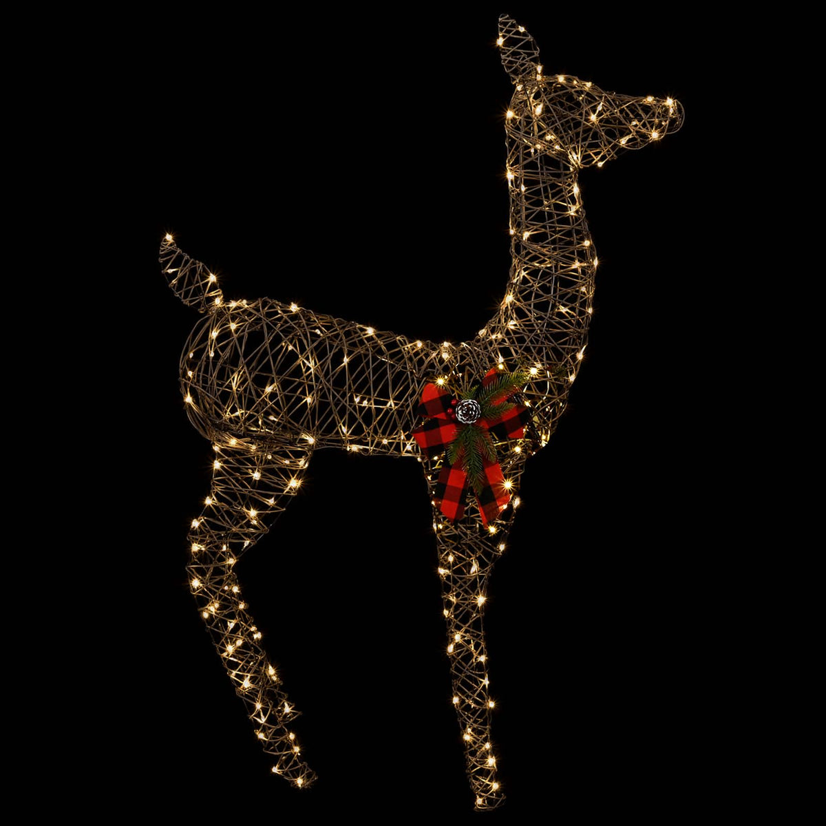 3D Christmas Reindeer LOVIISA 200 LEDs Warm White Width 96 cm Rattan