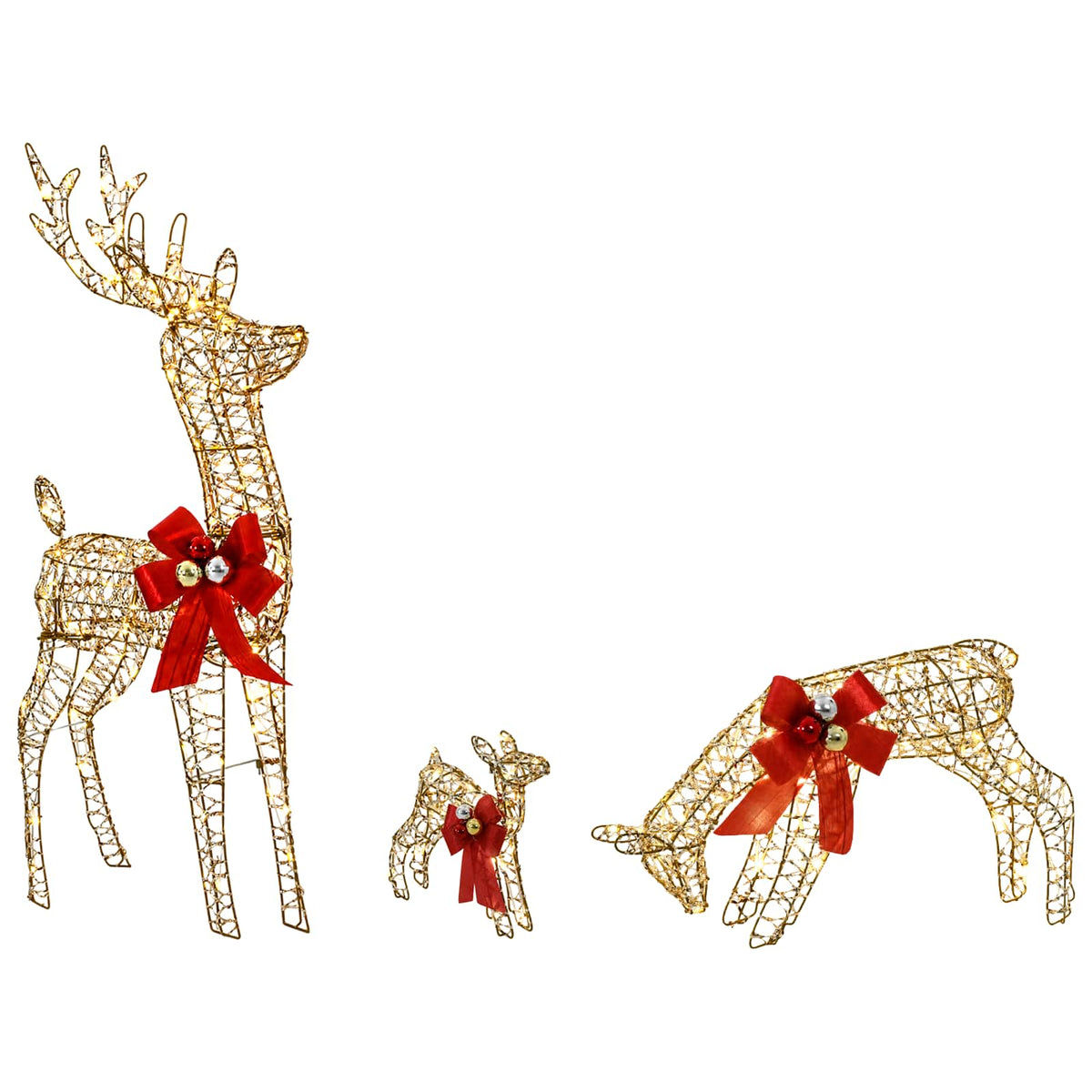 vidaXL Reindeer Family Christmas Decoration 3 pcs 200 LEDs Warm White 2