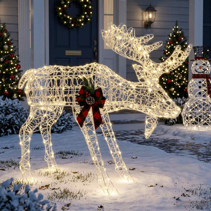 Moose Christmas Decoration White 120 x 27 x 105 cm Acrylic Warm white