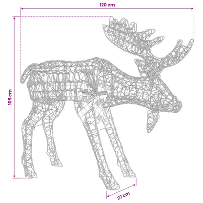 Moose Christmas Decoration White 120 x 27 x 105 cm Acrylic Cold white