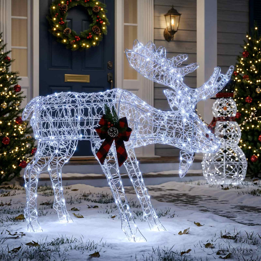 vidaXL Moose Christmas Decoration White 120 x 27 x 105 cm Acrylic