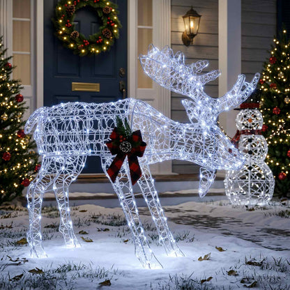 Moose Christmas Decoration White 120 x 27 x 105 cm Acrylic Blue