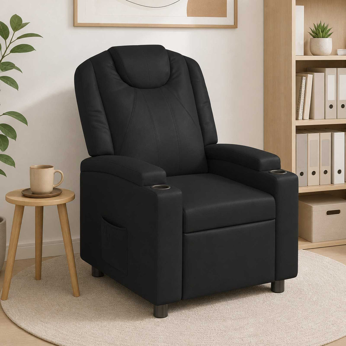 Recliner Chair 75 x 95 x 106 cm Fabric Black without massage function