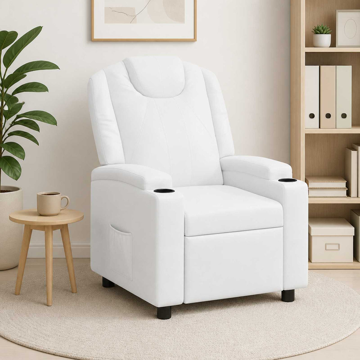Recliner Chair 75 x 95 x 106 cm Fabric White without massage function