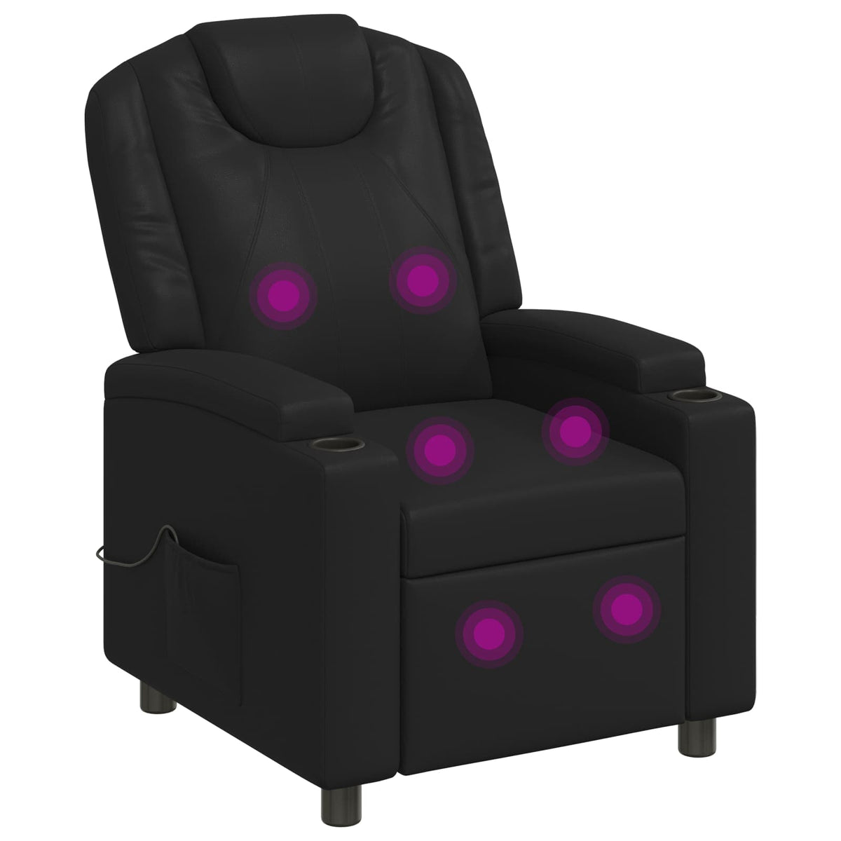 Recliner Chair 75 x 95 x 106 cm Fabric Black with massage function