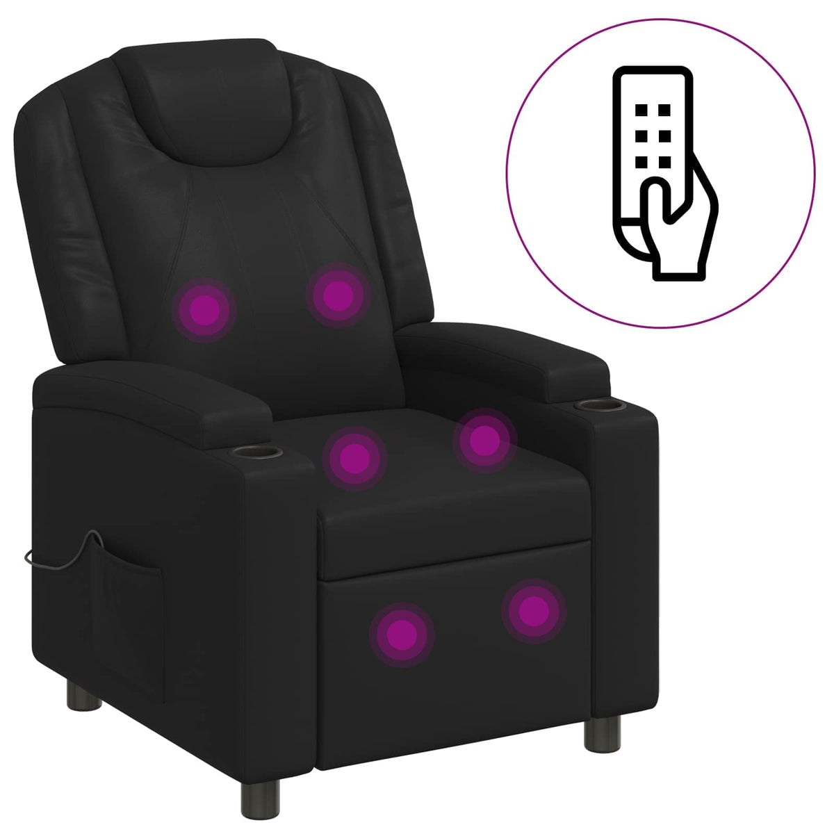 Recliner Chair 75 x 95 x 106 cm Fabric Black with massage function