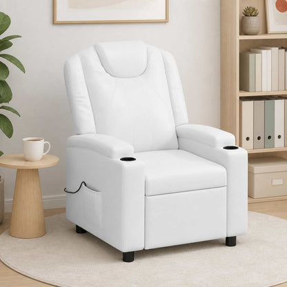 Recliner Chair 75 x 95 x 106 cm Fabric White with massage function