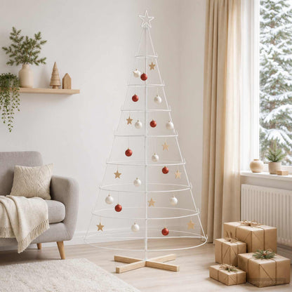 Metal Christmas Tree KUOPIO Steel White 210 cm