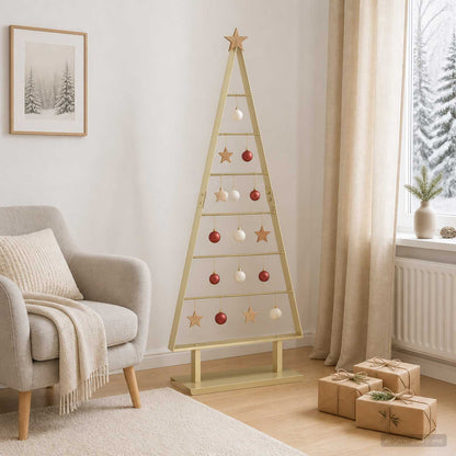 Metal Christmas Tree with Triangle Stand KUOPIO Steel Gold 125 cm