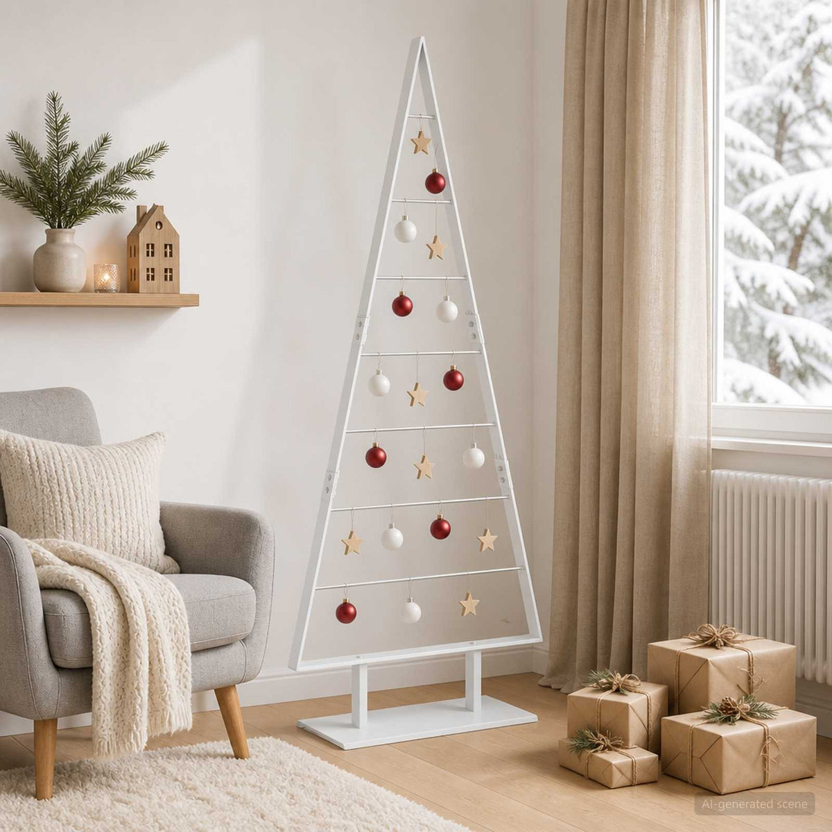 Metal Christmas Tree with Triangle Stand KUOPIO Steel White 150 cm