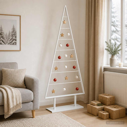 Metal Christmas Tree with Triangle Stand KUOPIO Steel White 180 cm