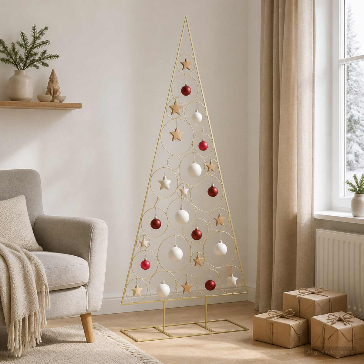 Metal Christmas Tree KUOPIO Steel Gold
