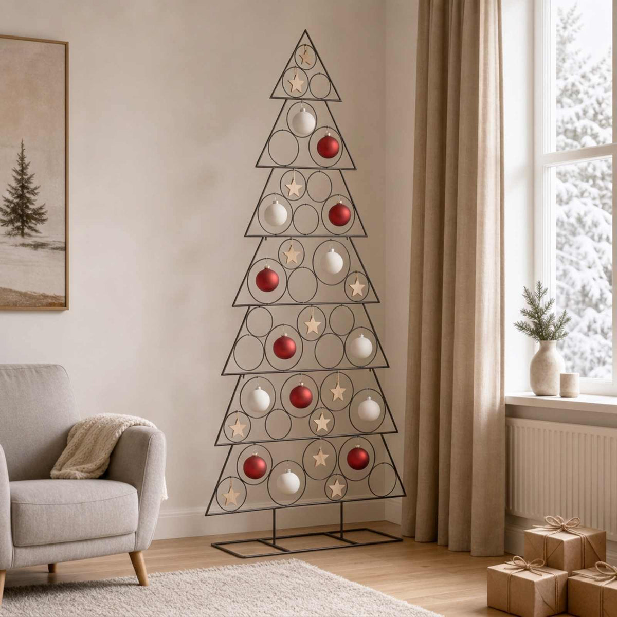 Metal Christmas Tree KUOPIO Steel Black 210 cm