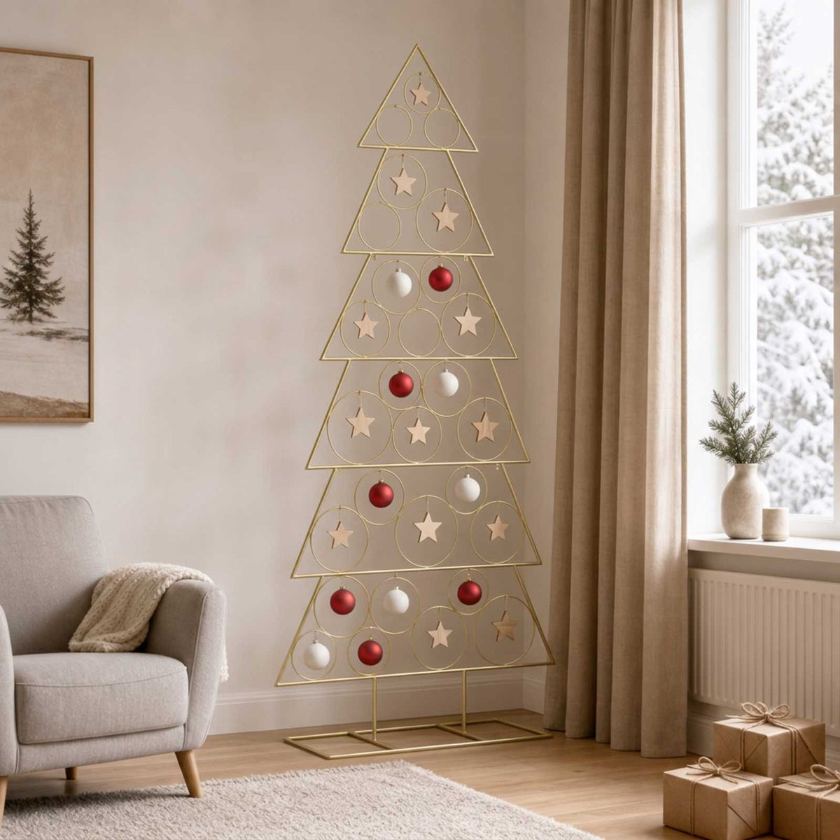Metal Christmas Tree KUOPIO Steel Gold 180 cm