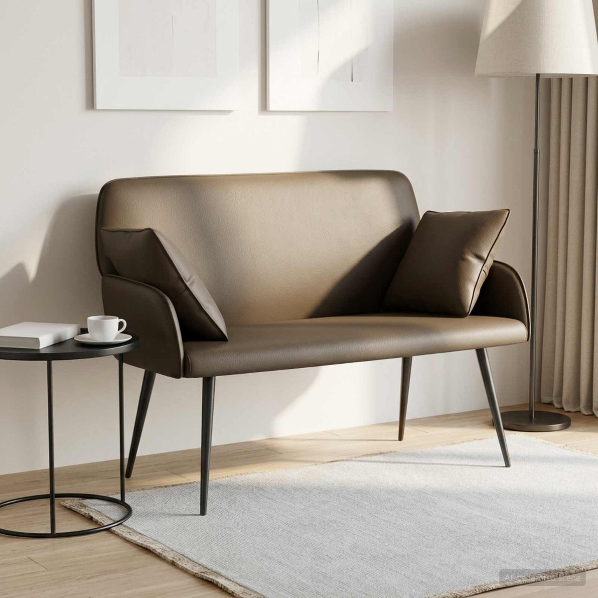 2 Seater Sofa with Metal Legs 2-Seater Faux Leather Grey
