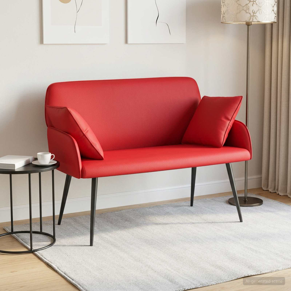 2 Seater Sofa with Metal Legs 2-Seater Faux Leather Red