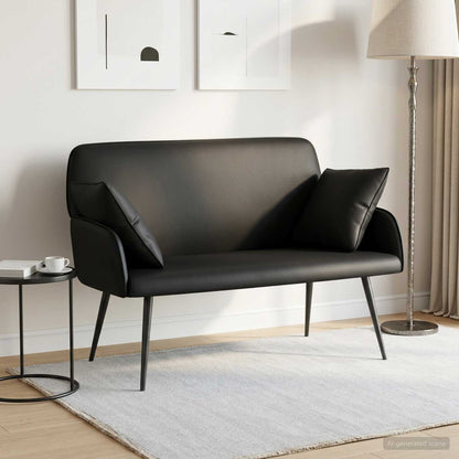 2 Seater Sofa with Metal Legs 2-Seater Faux Leather Black