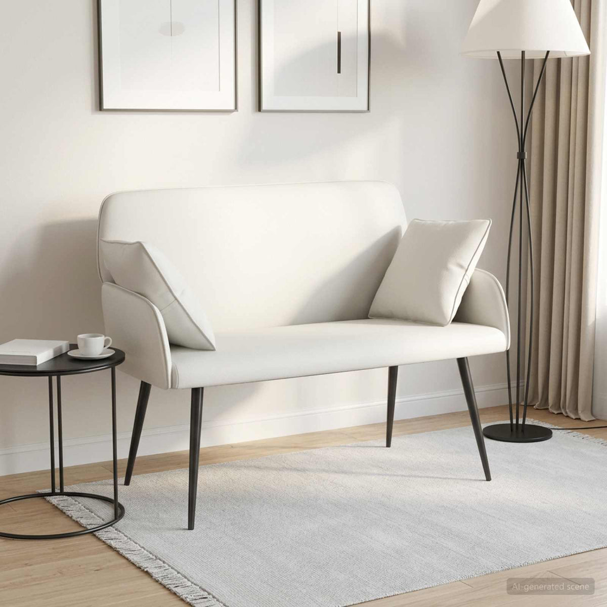 2 Seater Sofa with Metal Legs 2-Seater Faux Leather White