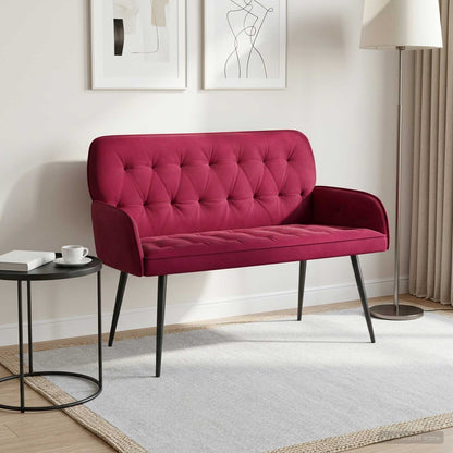 2 Seater Sofa with Metal Legs 2-Seater Velvet Wine red