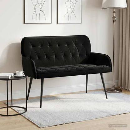 2 Seater Sofa with Metal Legs 2-Seater Velvet Black