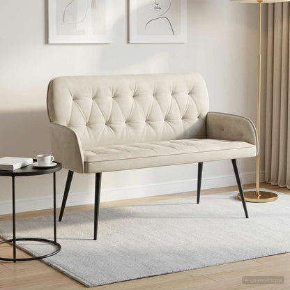 2 Seater Sofa with Metal Legs 2-Seater Velvet Cream