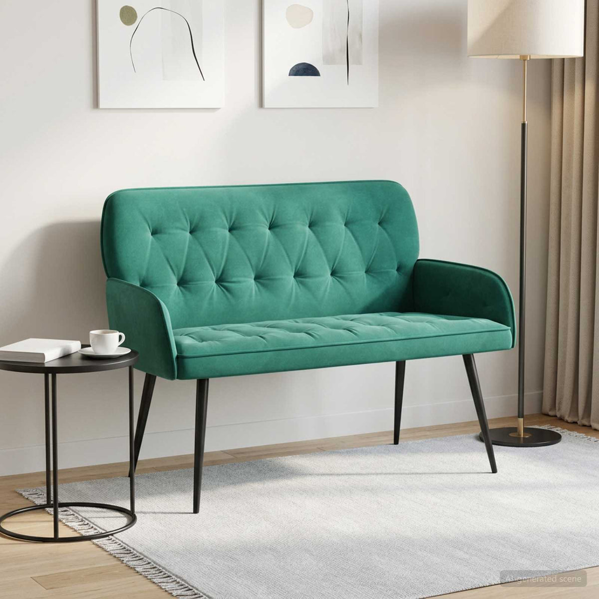 2 Seater Sofa with Metal Legs 2-Seater Velvet Turquoise
