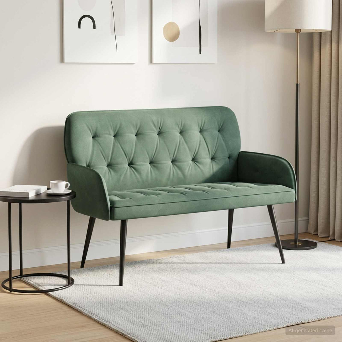 2 Seater Sofa with Metal Legs 2-Seater Velvet Sea green