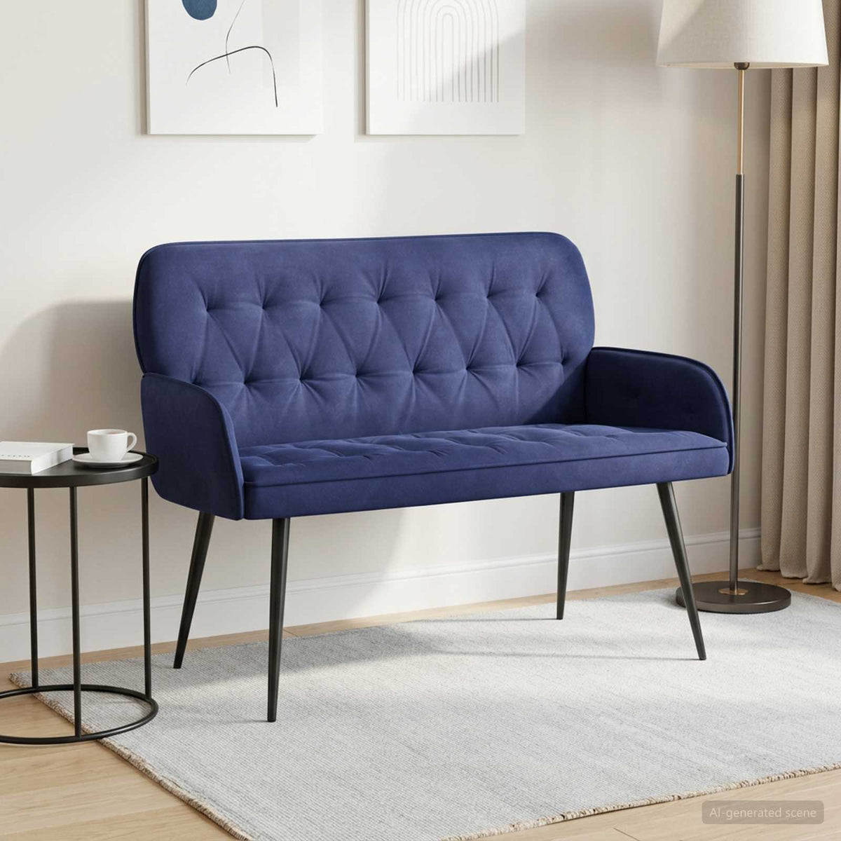 2 Seater Sofa with Metal Legs 2-Seater Velvet Police blue