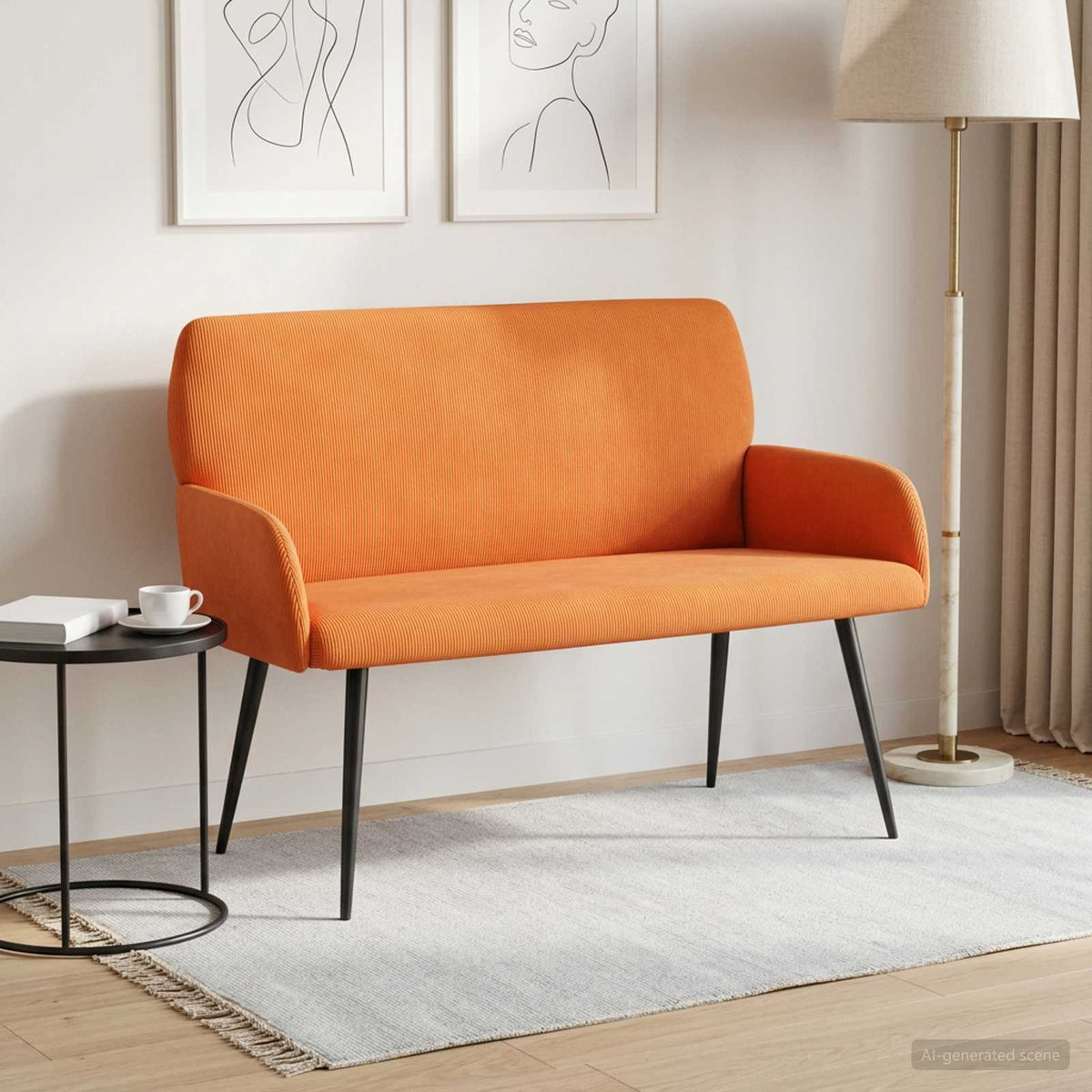 2 Seater Sofa with Metal Legs 2-Seater Orange
