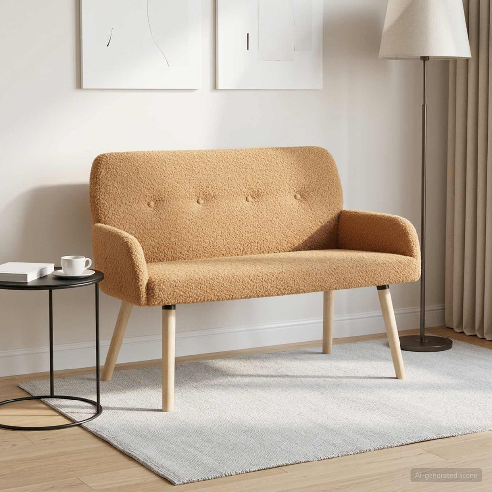 vidaXL 2 Seater Sofa with Solid Wood Legs Bouclé