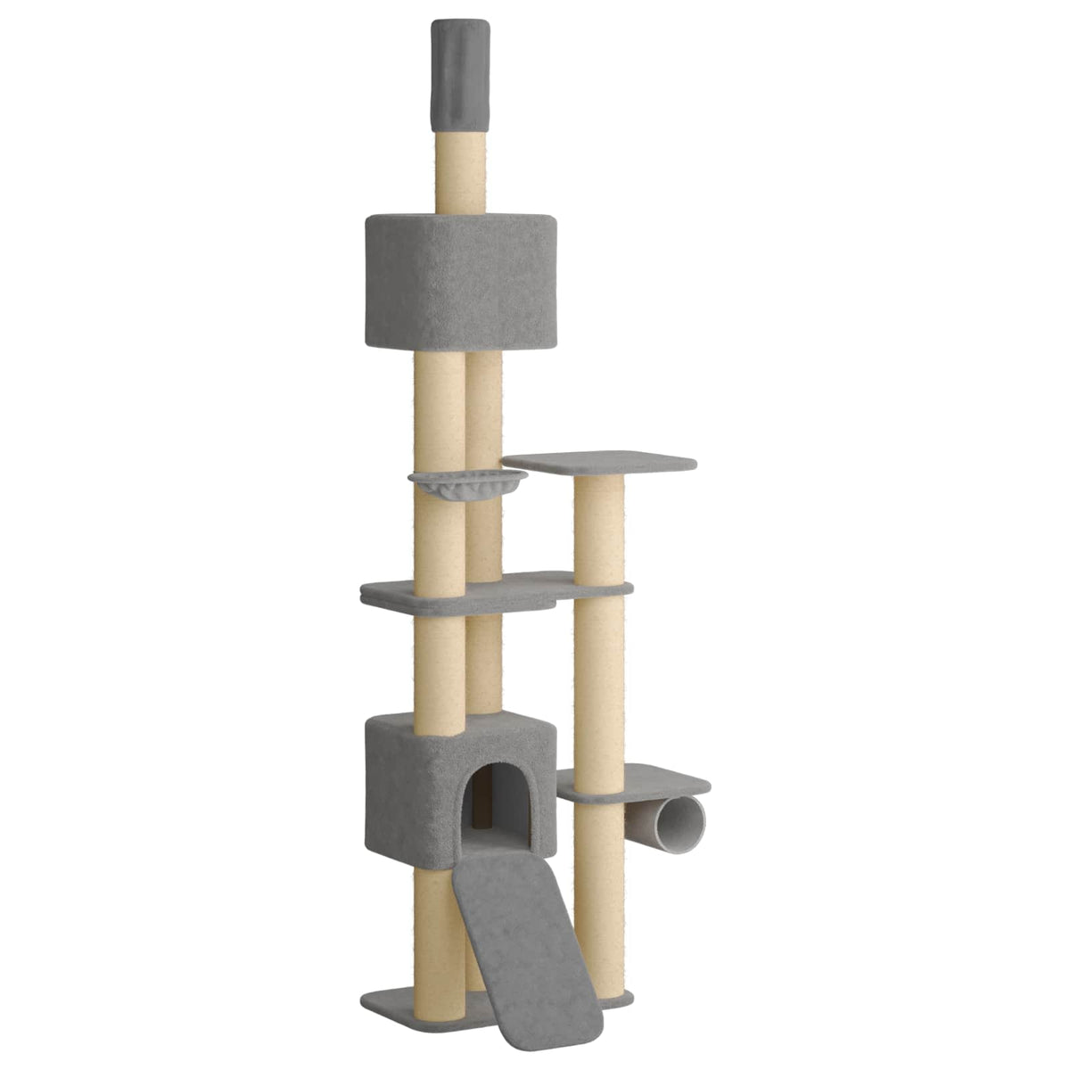 vidaXL Floor-to-Ceiling Cat Tree with Sisal Post Light Grey 257-283 cm 2