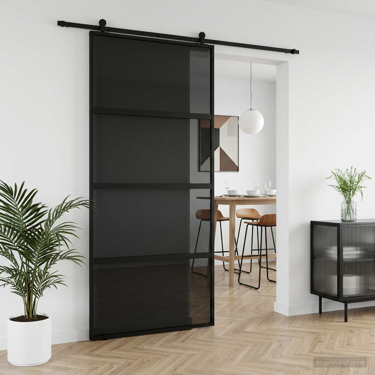 Sliding Door ESG Glass and Aluminium 102.5x205 cm Black Dark transparent