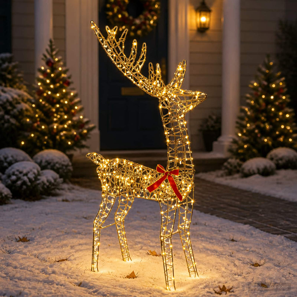 vidaXL 3D Christmas Reindeer LOVIISA 140 LEDs Warm White Height 128 cm