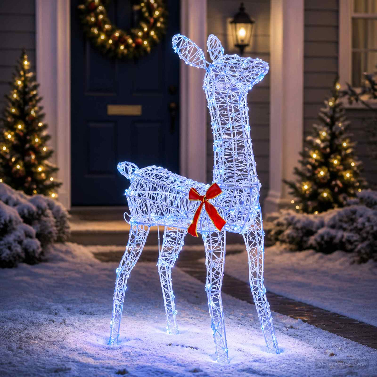 3D Christmas Reindeer LOVIISA 110 LEDs Width 70 cm Blue