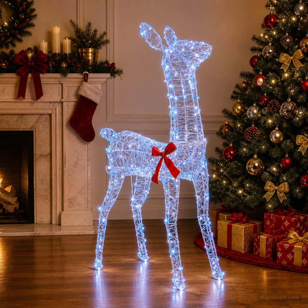 3D Christmas Reindeer LOVIISA 110 LEDs Width 70 cm Blue
