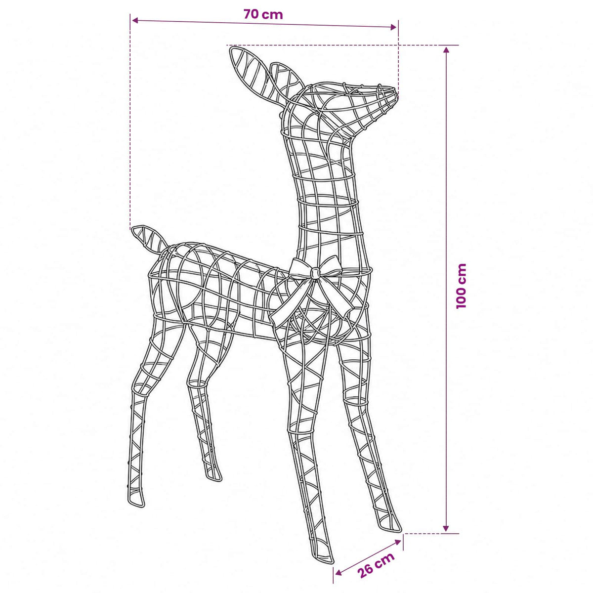 3D Christmas Reindeer LOVIISA 110 LEDs Width 70 cm Blue