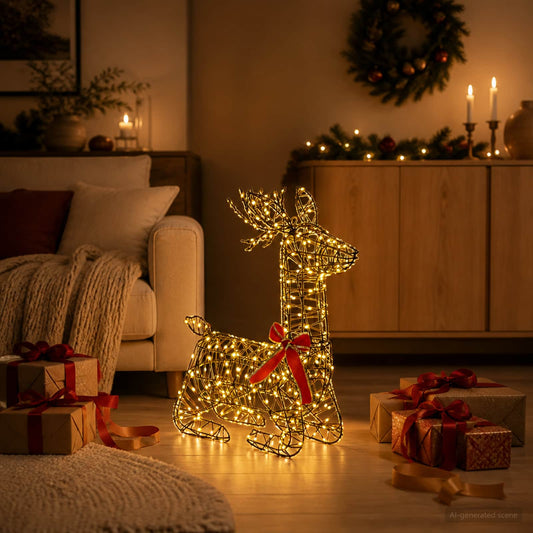 3D Christmas Reindeer LOVIISA 140 LEDs Warm White Brown string