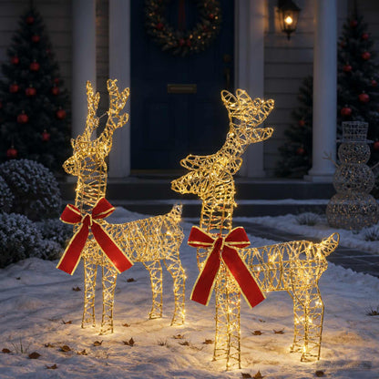 3D Christmas Reindeer LOVIISA 2 pcs 80 LEDs Warm White Gold PET